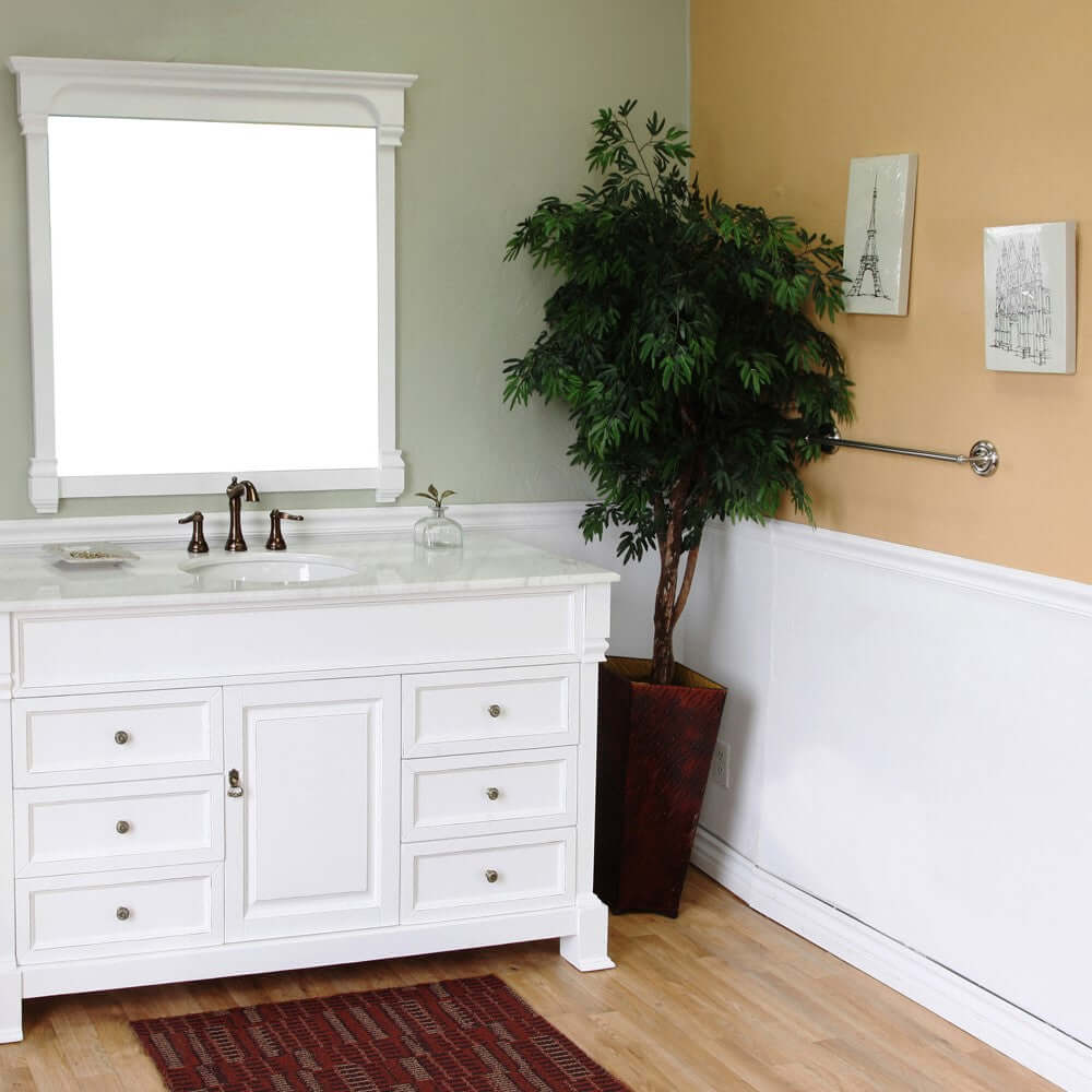 60 in Single sink vanity-wood-white - 205060-S-WH