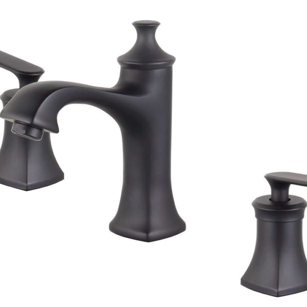 Aversa Double Handle Matte Black Widespread Bathroom Faucet with Drain Assembly - 2212-NB