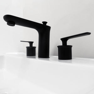 Modica Double Handle Matte Black Widespread Bathroom Faucet with Drain Assembly - 2213-NB