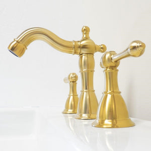 Messina Double Handle Gold Widespread High Arc Bathroom Faucet with Drain Assembly - 2215-GD