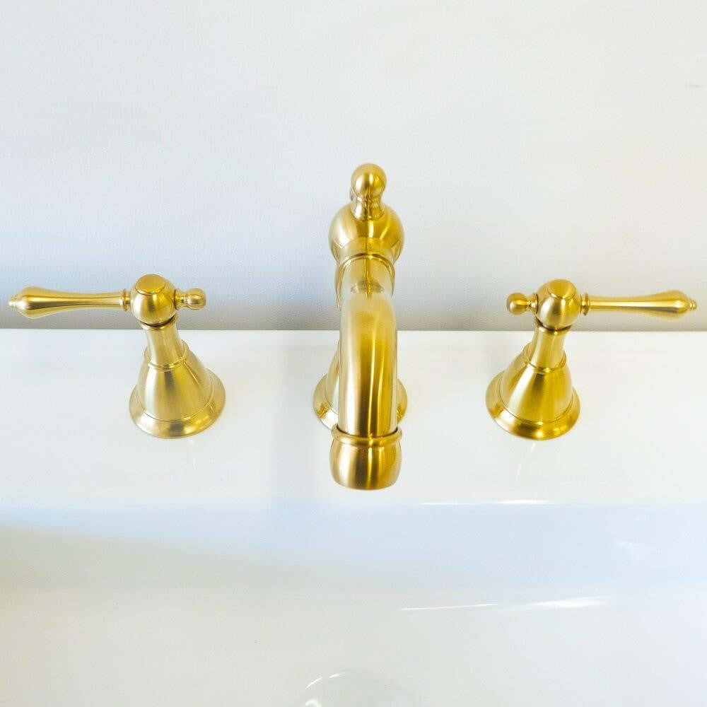 Messina Double Handle Gold Widespread High Arc Bathroom Faucet with Drain Assembly - 2215-GD