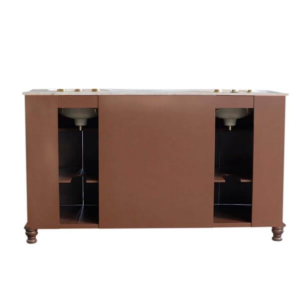 62 in Double sink vanity Walnut finish in Travertine top - 603316-LW-TR