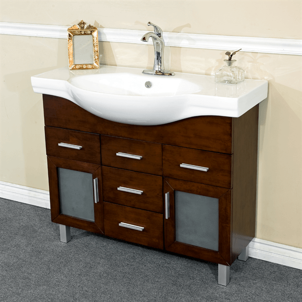 39.8 in Single sink vanity-wood-walnut-4 drawers - 203139B