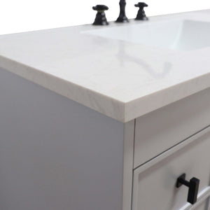 39 in. Single Sink Vanity in French Gray finish with Engineered Quartz Top - 3922-BL-FG-AQ