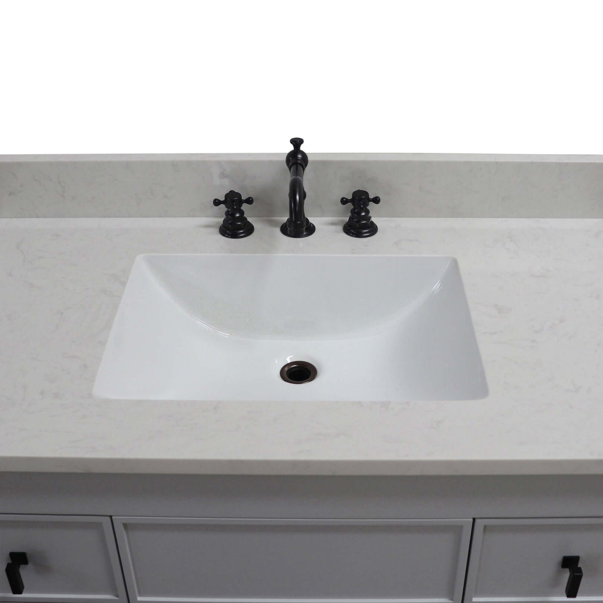 39 in. Single Sink Vanity in French Gray finish with Engineered Quartz Top - 3922-BL-FG-AQ