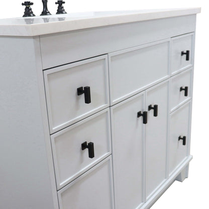 39 in. Single Sink Vanity in French Gray finish with Engineered Quartz Top - 3922-BL-FG-AQ