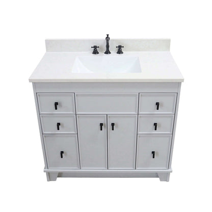 39 in. Single Sink Vanity in French Gray finish with Engineered Quartz Top - 3922-BL-FG-AQ