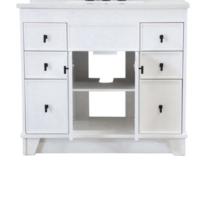 39 in. Single Sink Vanity in White finish with Engineered Quartz Top - 3922-BL-WH-AQ