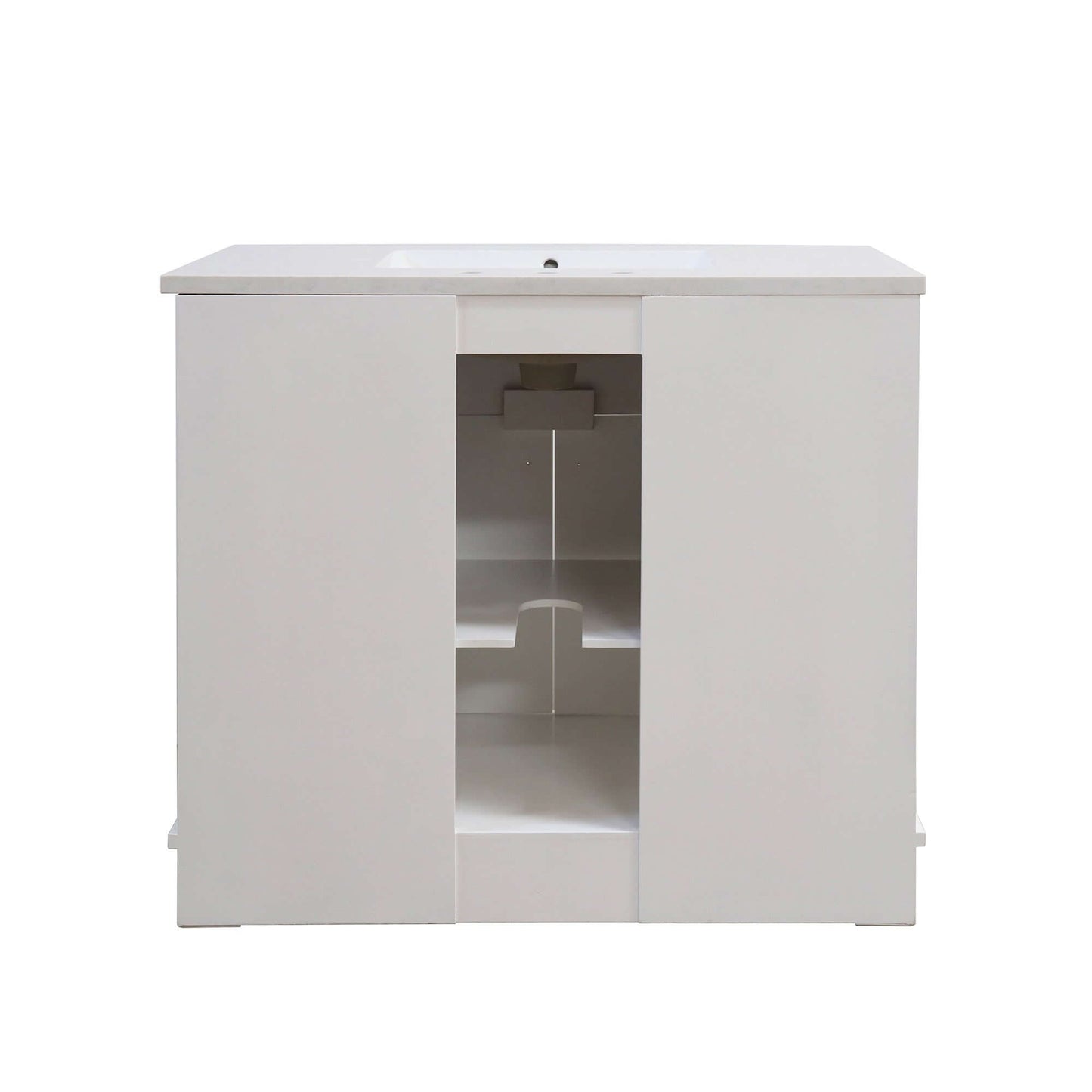 39 in. Single Sink Vanity in White finish with Engineered Quartz Top - 3922-BL-WH-AQ