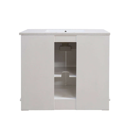 39 in. Single Sink Vanity in White finish with Engineered Quartz Top - 3922-BL-WH-AQ