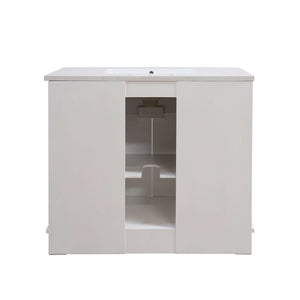 39 in. Single Sink Vanity in White finish with Engineered Quartz Top - 3922-BL-WH-AQ