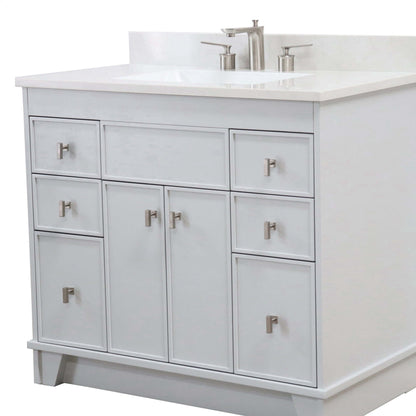 39 in. Single Sink Vanity in French Gray finish with Engineered Quartz Top - 3922-BN-FG-AQ