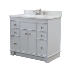 Load image into Gallery viewer, 39 in. Single Sink Vanity in French Gray finish with Engineered Quartz Top - 3922-BN-FG-AQ