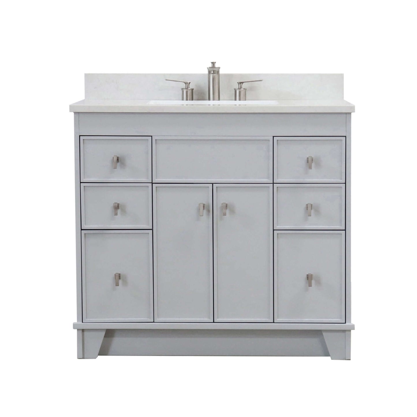 39 in. Single Sink Vanity in French Gray finish with Engineered Quartz Top - 3922-BN-FG-AQ