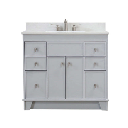 39 in. Single Sink Vanity in French Gray finish with Engineered Quartz Top - 3922-BN-FG-AQ