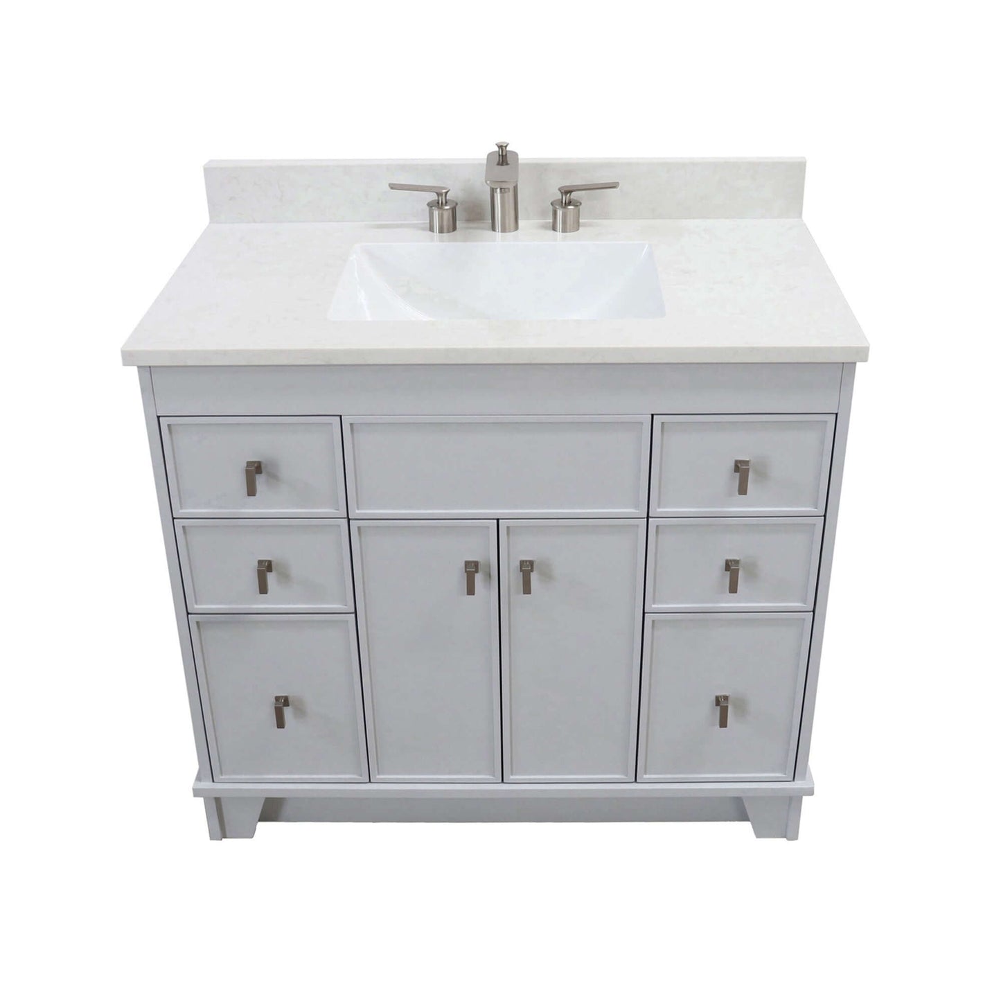 39 in. Single Sink Vanity in French Gray finish with Engineered Quartz Top - 3922-BN-FG-AQ