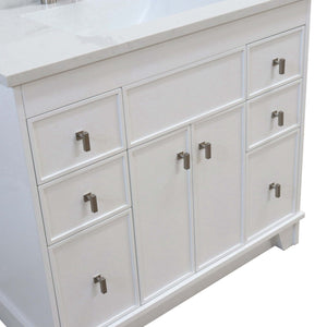 39 in. Single Sink Vanity in White finish with Engineered Quartz Top - 3922-BN-WH-AQ
