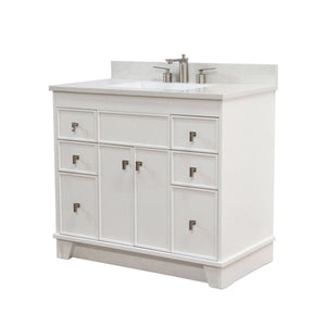 39 in. Single Sink Vanity in White finish with Engineered Quartz Top - 3922-BN-WH-AQ