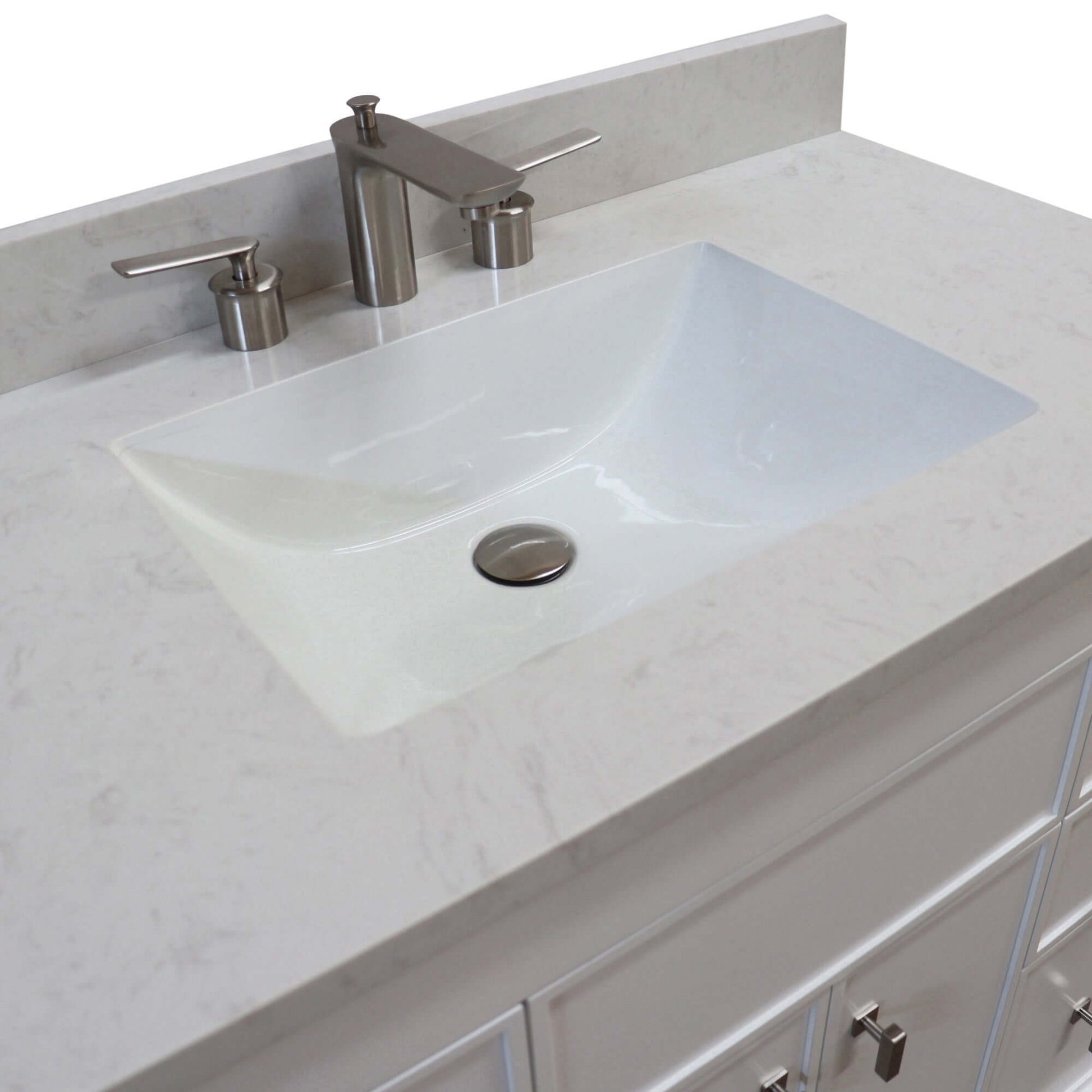 39 in. Single Sink Vanity in White finish with Engineered Quartz Top - 3922-BN-WH-AQ