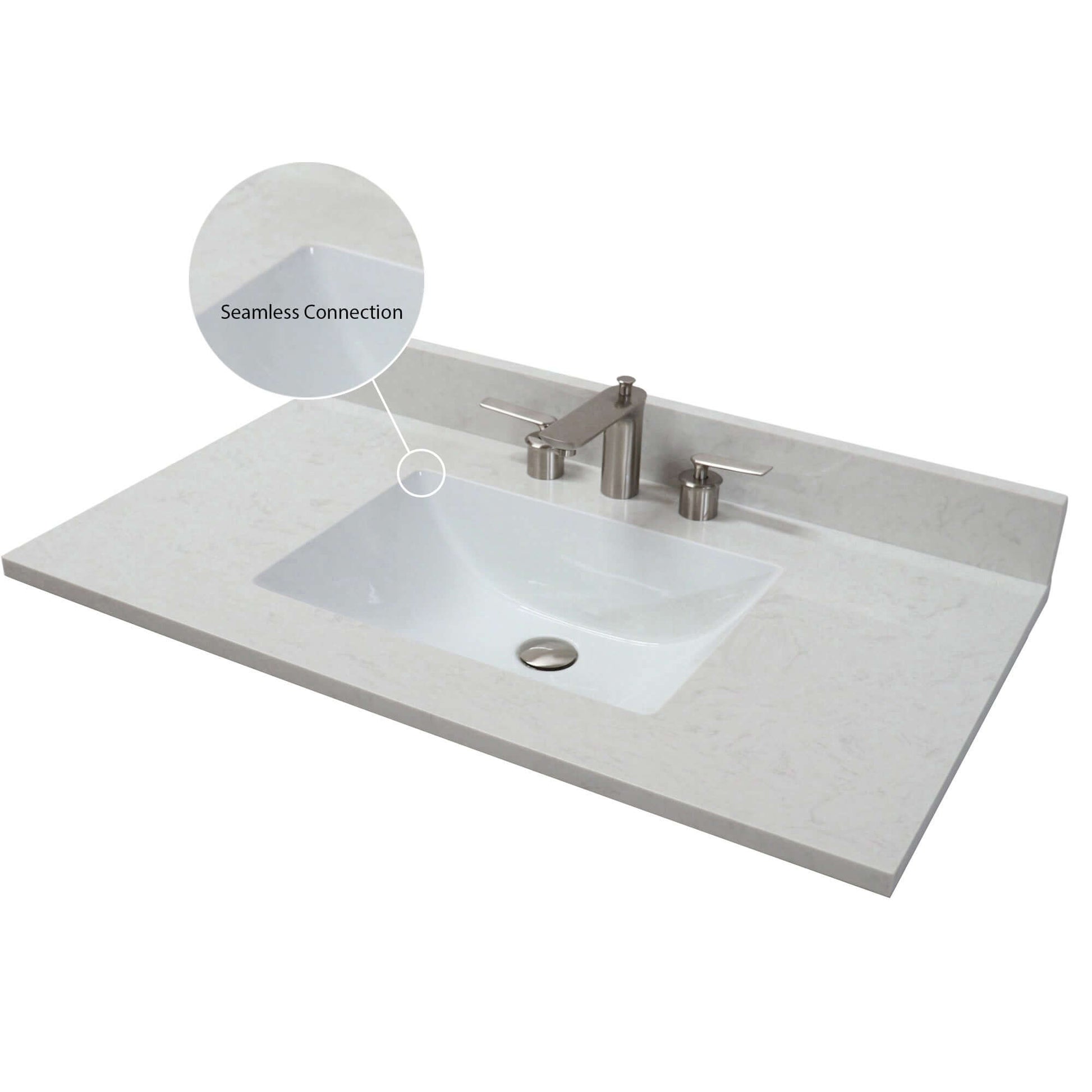 39 in. Single Sink Vanity in White finish with Engineered Quartz Top - 3922-BN-WH-AQ