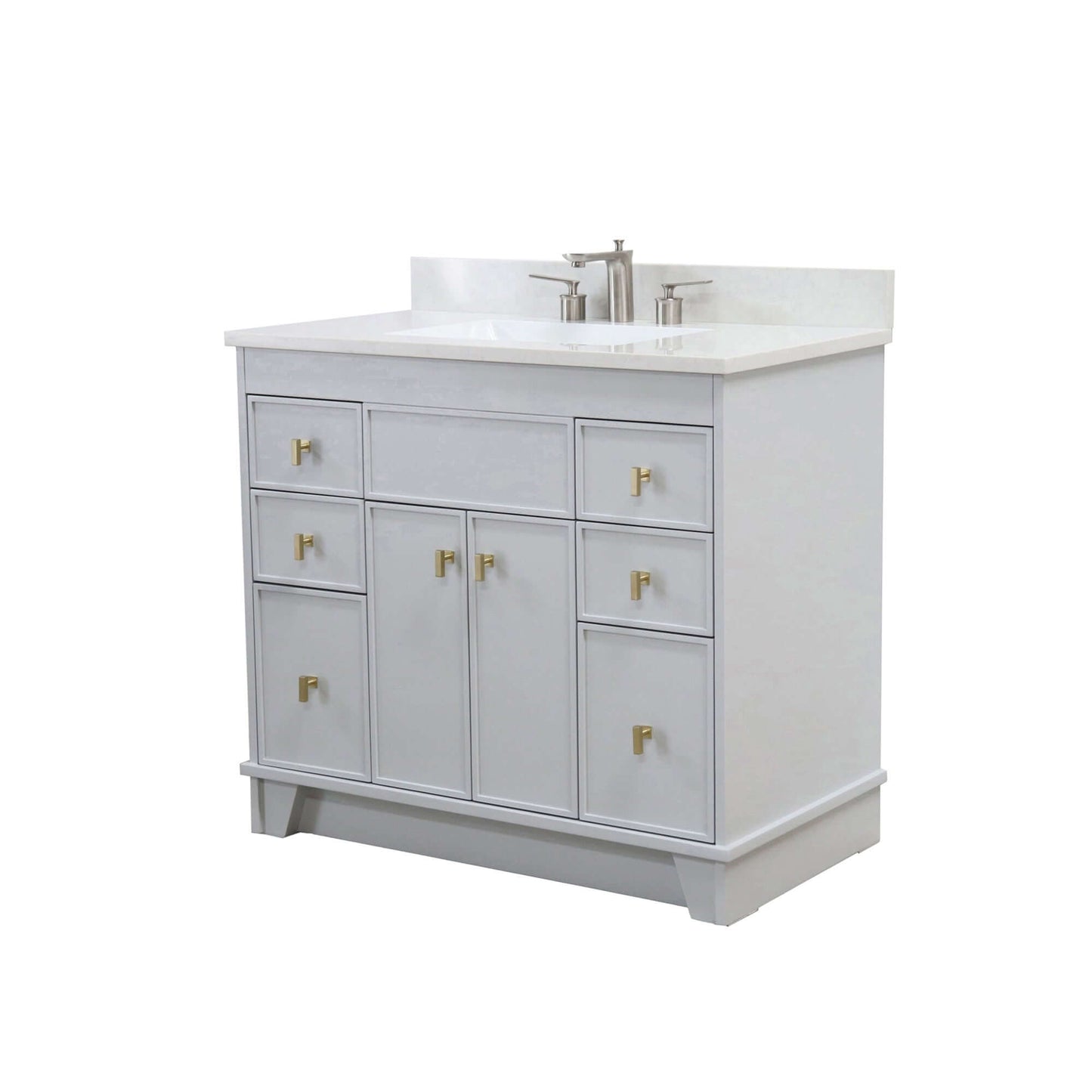 39 in. Single Sink Vanity in French Gray finish with Engineered Quartz Top - 3922-GD-FG-AQ