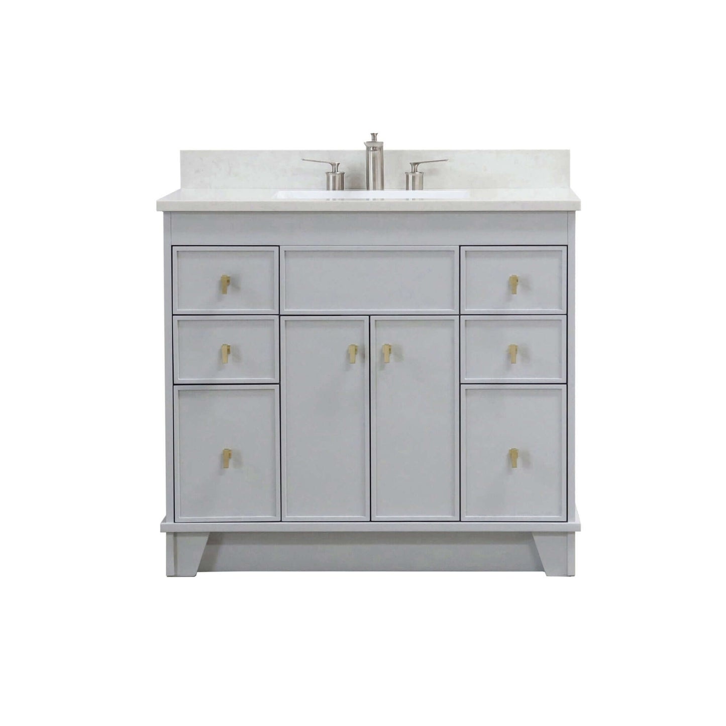 39 in. Single Sink Vanity in French Gray finish with Engineered Quartz Top - 3922-GD-FG-AQ