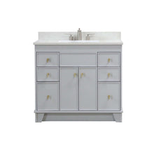 Load image into Gallery viewer, 39 in. Single Sink Vanity in French Gray finish with Engineered Quartz Top - 3922-GD-FG-AQ