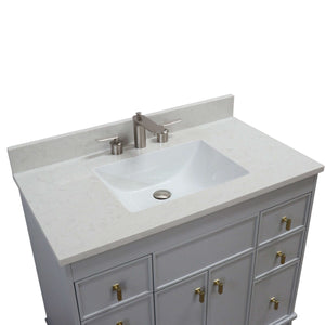 39 in. Single Sink Vanity in French Gray finish with Engineered Quartz Top - 3922-GD-FG-AQ