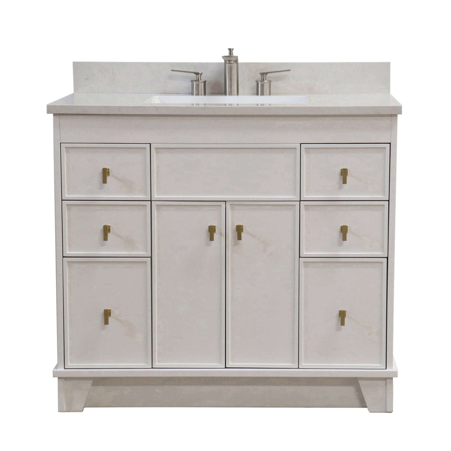 39 in. Single Sink Vanity in White finish with Engineered Quartz Top - 3922-GD-WH-AQ