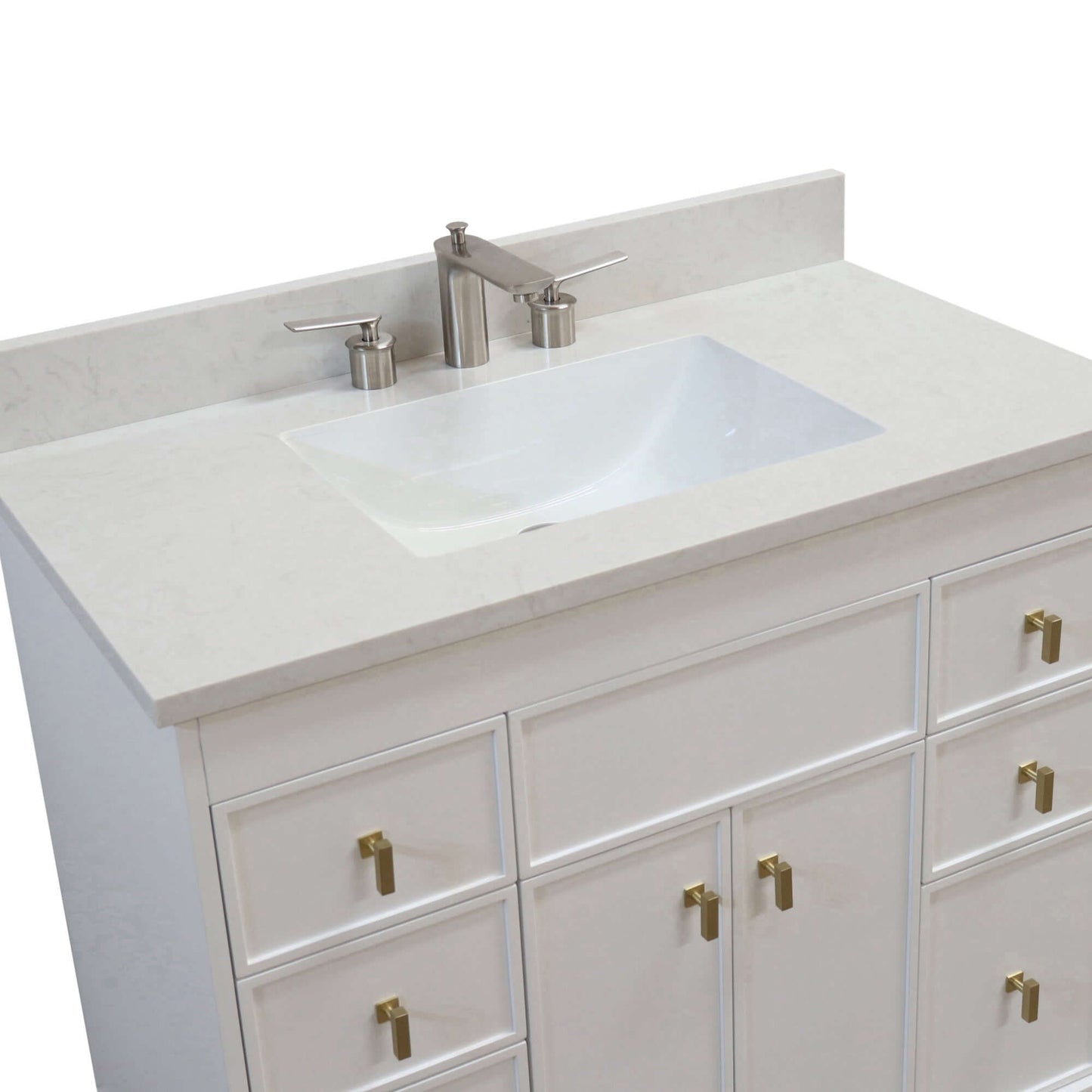 39 in. Single Sink Vanity in White finish with Engineered Quartz Top - 3922-GD-WH-AQ