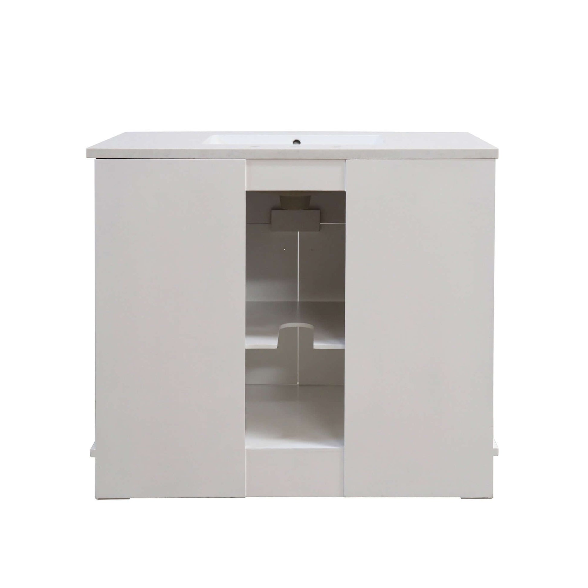 39 in. Single Sink Vanity in White finish with Engineered Quartz Top - 3922-GD-WH-AQ