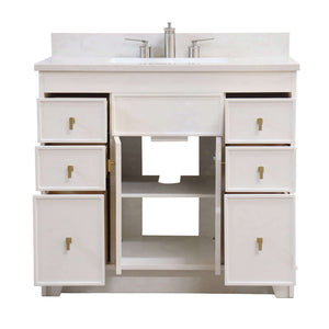 39 in. Single Sink Vanity in White finish with Engineered Quartz Top - 3922-GD-WH-AQ