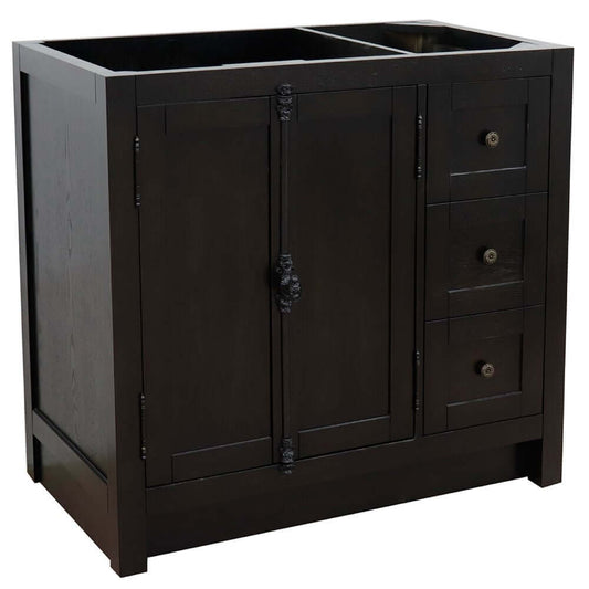 36" Single vanity in Brown Ash finish - cabinet only - Left doors - 400100-36L-BA