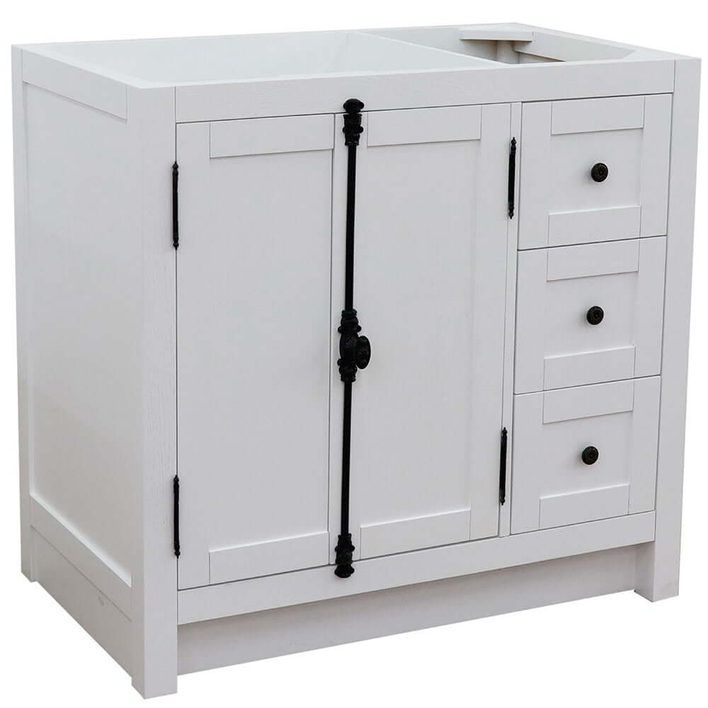 36" Single vanity in Glacier Ash finish - cabinet only - Left doors - 400100-36L-GA