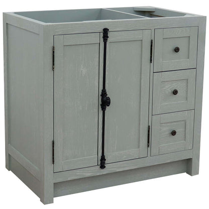 36" Single vanity in Gray Ash finish - cabinet only - Left doors - 400100-36L-GYA