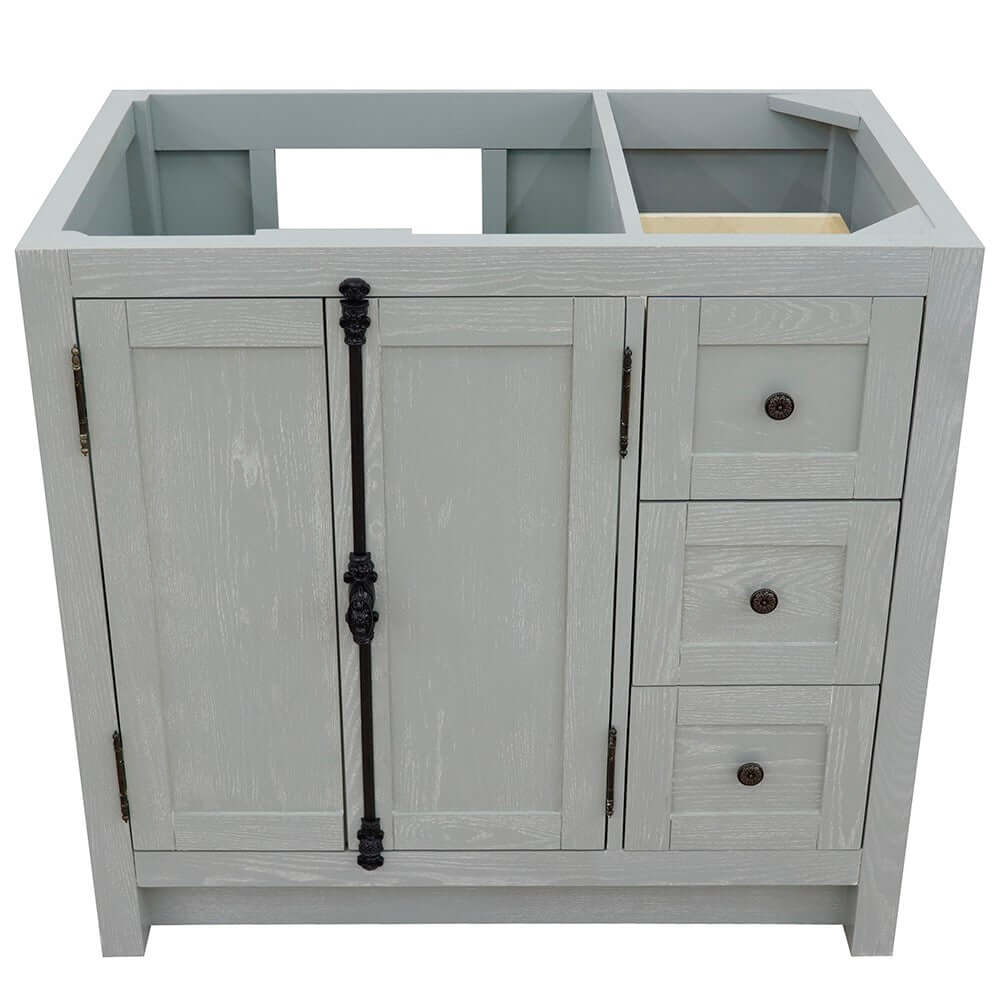 36" Single vanity in Gray Ash finish - cabinet only - Left doors - 400100-36L-GYA