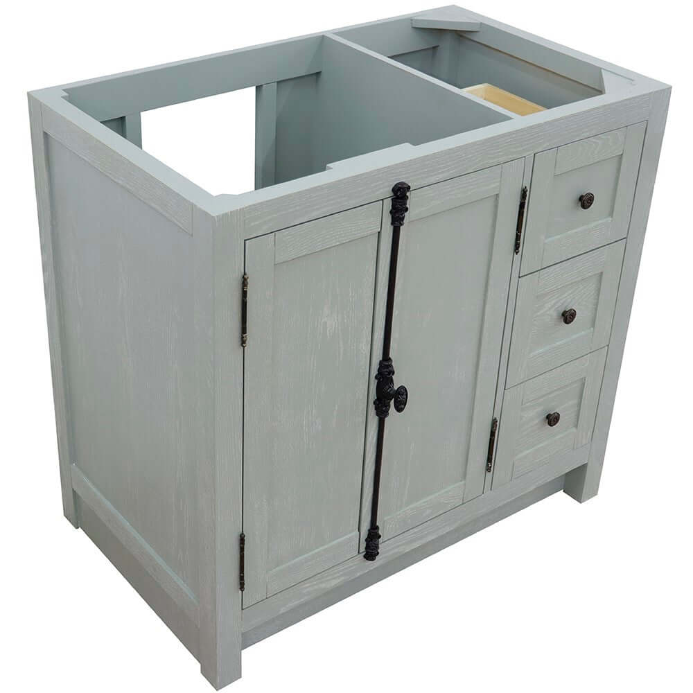 36" Single vanity in Gray Ash finish - cabinet only - Left doors - 400100-36L-GYA