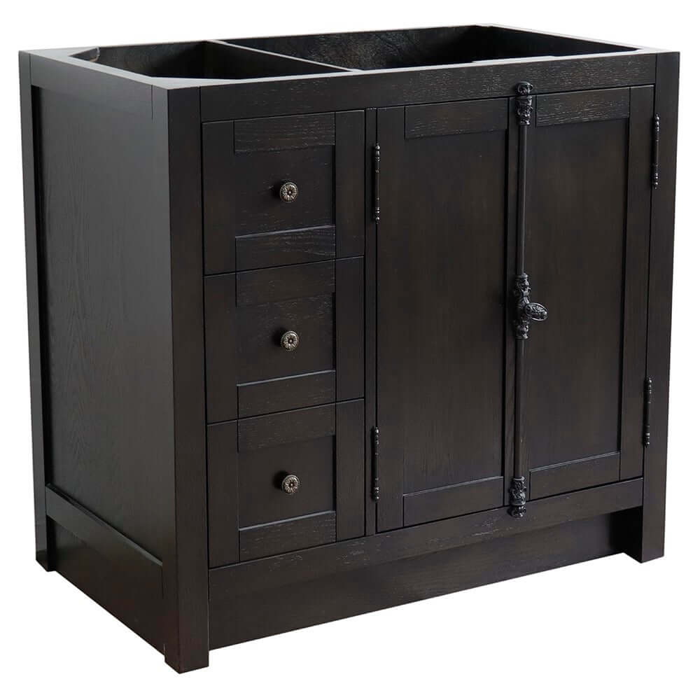 36" Single vanity in Brown Ash finish - cabinet only - Right doors - 400100-36R-BA