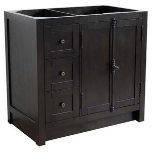 36" Single vanity in Brown Ash finish - cabinet only - Right doors - 400100-36R-BA