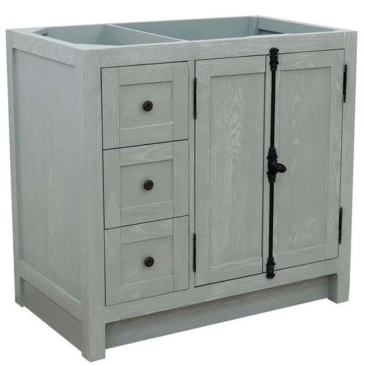 36" Single vanity in Gray Ash finish - cabinet only - Right doors - 400100-36R-GYA