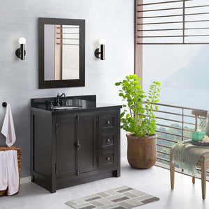 37" Single vanity in Brown Ash finish with Black galaxy top and oval sink - Left doors/Left sink - 400100-37L-BA-BGO