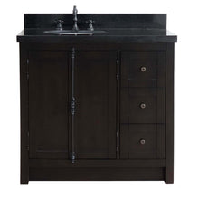 Load image into Gallery viewer, 37&quot; Single vanity in Brown Ash finish with Black galaxy top and oval sink - Left doors/Left sink - 400100-37L-BA-BGO