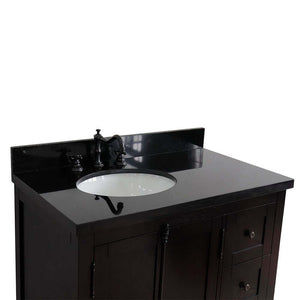 37" Single vanity in Brown Ash finish with Black galaxy top and oval sink - Left doors/Left sink - 400100-37L-BA-BGO