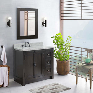 37" Single vanity in Brown Ash finish with Gray granite top and oval sink - Left doors/Left sink - 400100-37L-BA-GYO