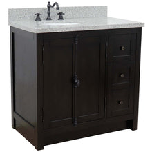 Load image into Gallery viewer, 37&quot; Single vanity in Brown Ash finish with Gray granite top and oval sink - Left doors/Left sink - 400100-37L-BA-GYO