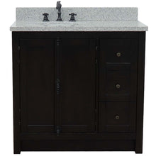 Load image into Gallery viewer, 37&quot; Single vanity in Brown Ash finish with Gray granite top and oval sink - Left doors/Left sink - 400100-37L-BA-GYO