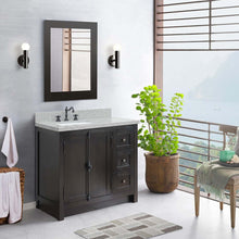 Load image into Gallery viewer, 37&quot; Single vanity in Brown Ash finish with Gray granite top and rectangle sink - Left doors/Left sink - 400100-37L-BA-GYR