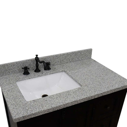 37" Single vanity in Brown Ash finish with Gray granite top and rectangle sink - Left doors/Left sink - 400100-37L-BA-GYR