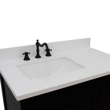 Load image into Gallery viewer, 37&quot; Single vanity in Brown Ash finish with White quartz top and rectangle sink - Left doors/Left sink - 400100-37L-BA-WER