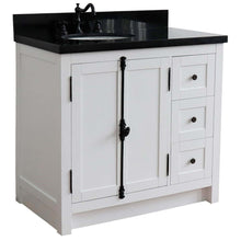 Load image into Gallery viewer, 37&quot; Single vanity in Glacier Ash finish with Black galaxy top and oval sink - Left doors/Left sink - 400100-37L-GA-BGO